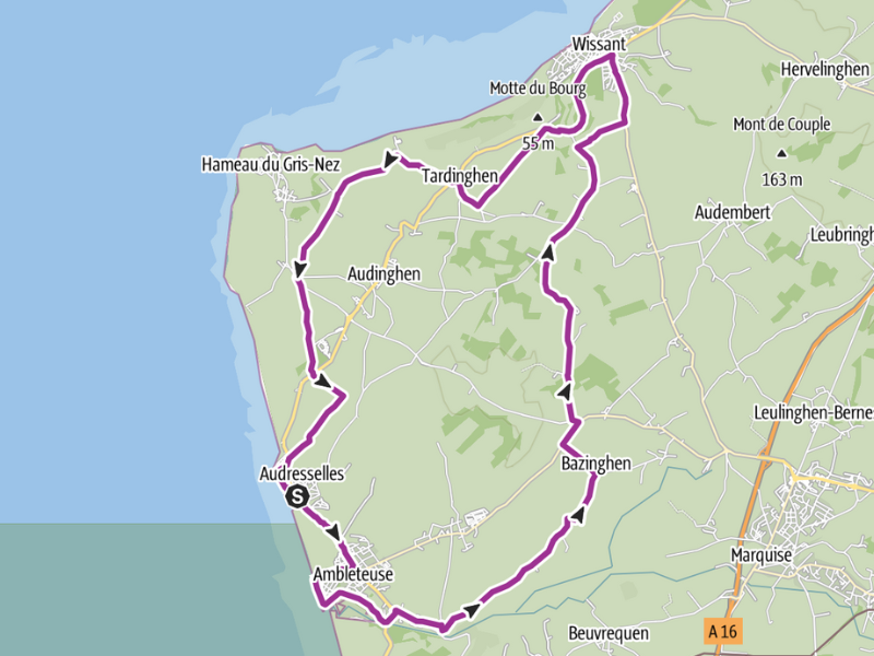 Itinéraire à vélo pour le circuit "Mer et Marais"