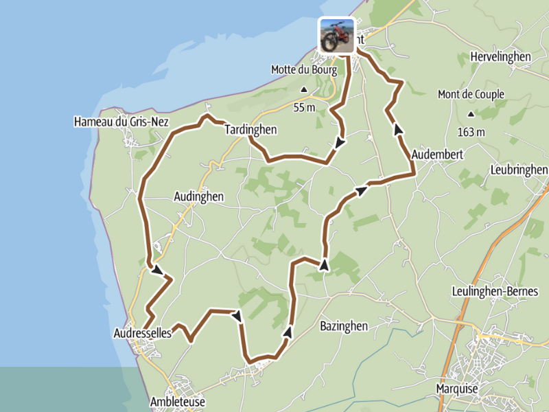 Itinéraire à vélo pour le circuit "Parcours Rouge 2"